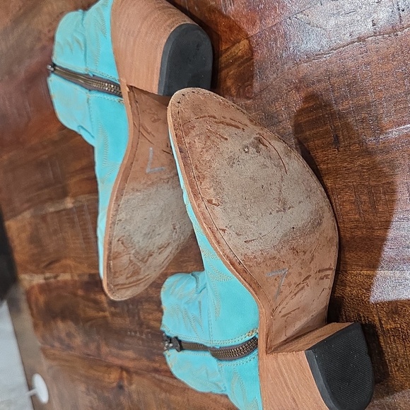 Liberty Black Katherine Nobuck Caborca Turquoise Western Ankle Cowboy Boots - Picture 9 of 9